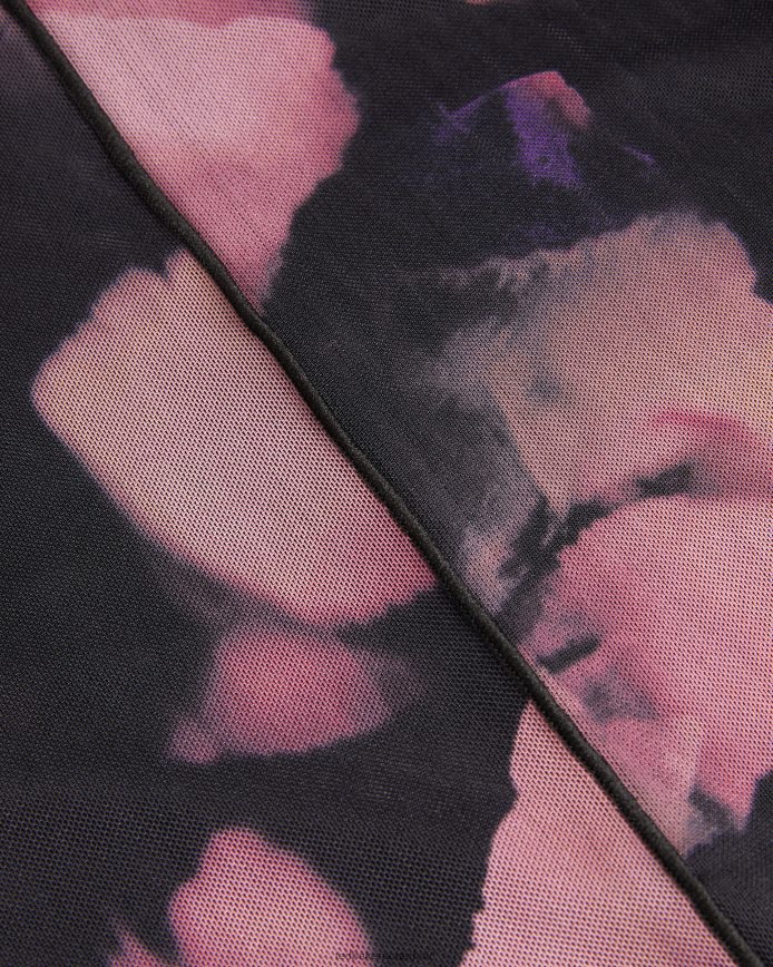 Ted Baker aleeina mesh top met lange mouwen en abstracte print zwart kleding vrouwen 6R02N414