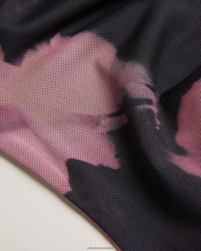 Ted Baker aleeina mesh top met lange mouwen en abstracte print zwart kleding vrouwen 6R02N414