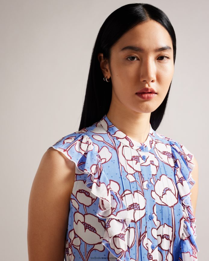 Ted Baker audriar poppy peplum top met contrasterende strikbanden blauw kleding vrouwen 6R02N295