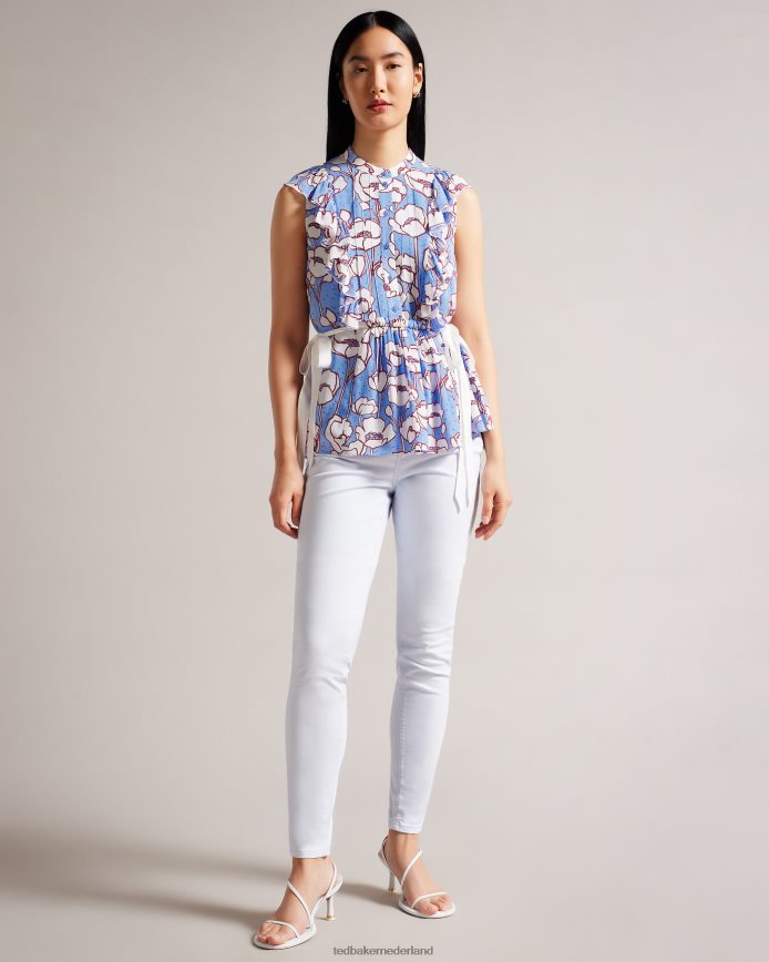 Ted Baker audriar poppy peplum top met contrasterende strikbanden blauw kleding vrouwen 6R02N295