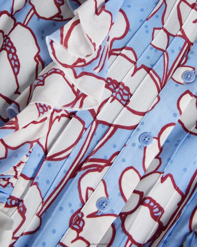 Ted Baker audriar poppy peplum top met contrasterende strikbanden blauw kleding vrouwen 6R02N295