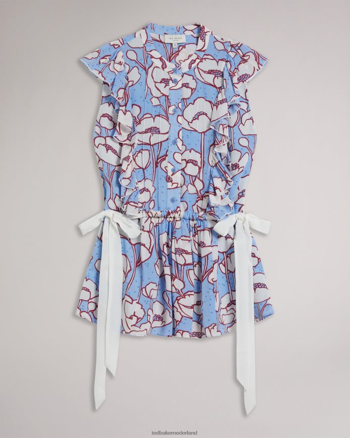 Ted Baker audriar poppy peplum top met contrasterende strikbanden blauw kleding vrouwen 6R02N295