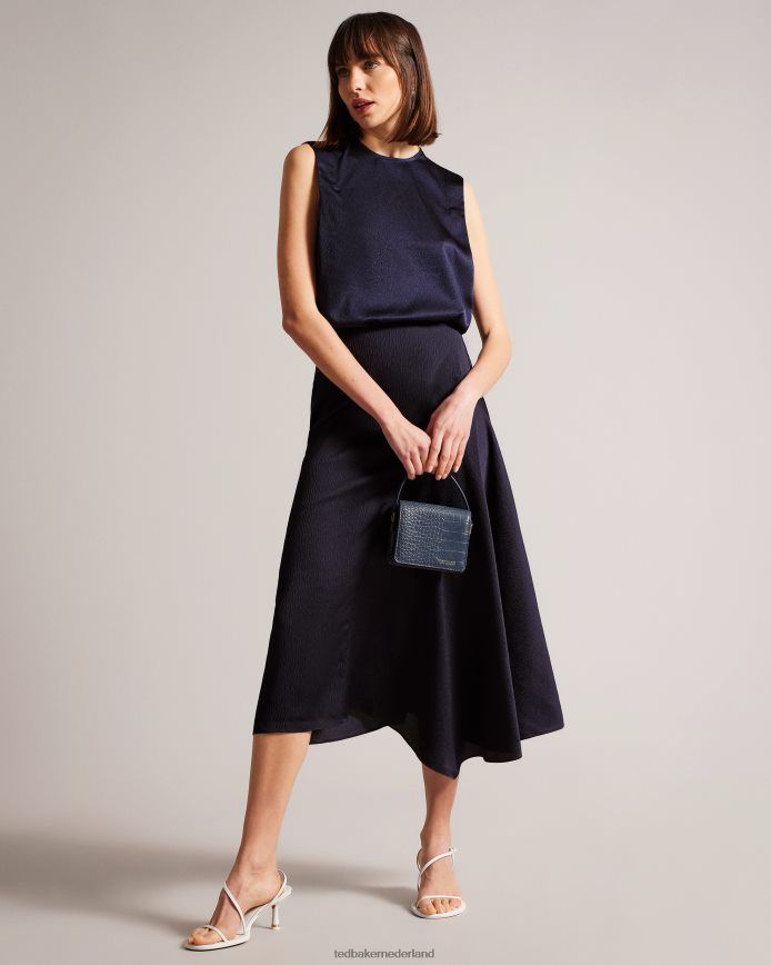 Ted Baker jamihla mouwloze top van gehamerd satijn marine kleding vrouwen 6R02N433