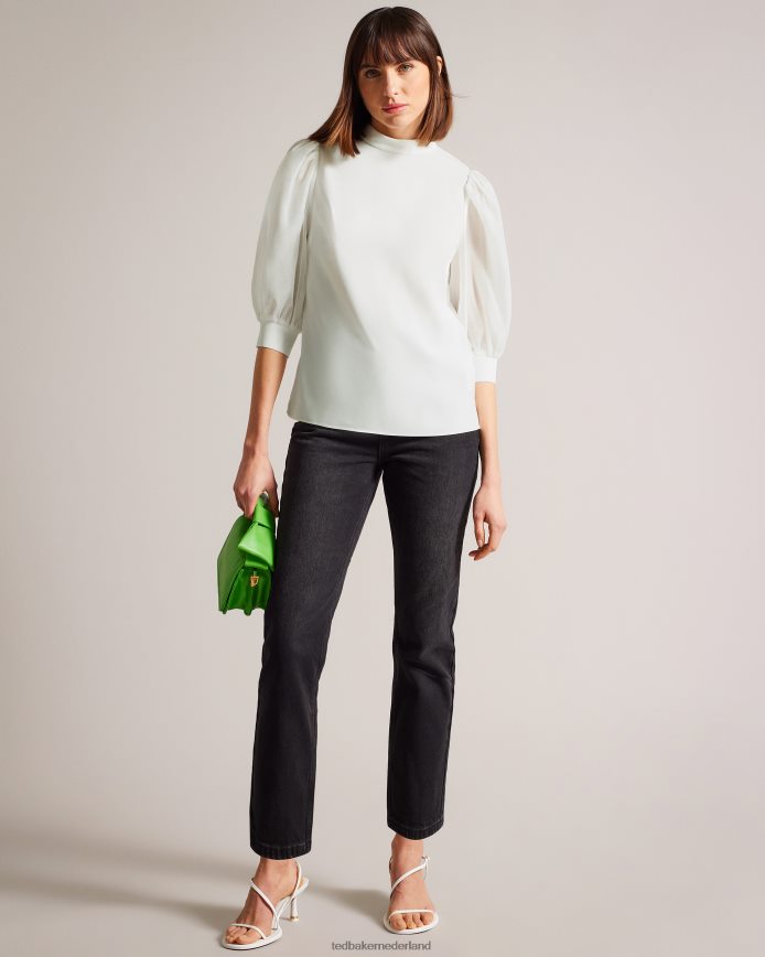 Ted Baker micaeli organza top met volumemouwen wit kleding vrouwen 6R02N134
