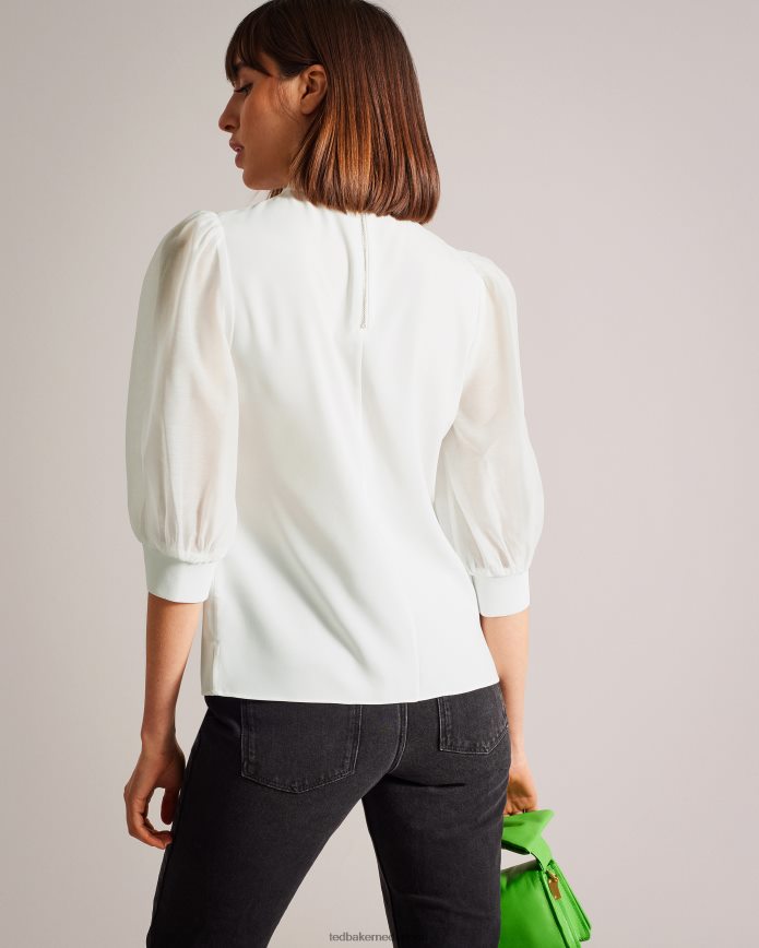 Ted Baker micaeli organza top met volumemouwen wit kleding vrouwen 6R02N134