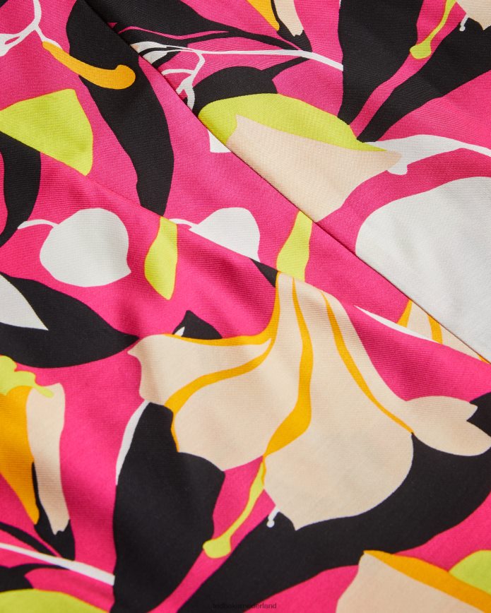 Ted Baker thaliah cami met abstracte print en dubbellaags effect fel roze kleding vrouwen 6R02N36