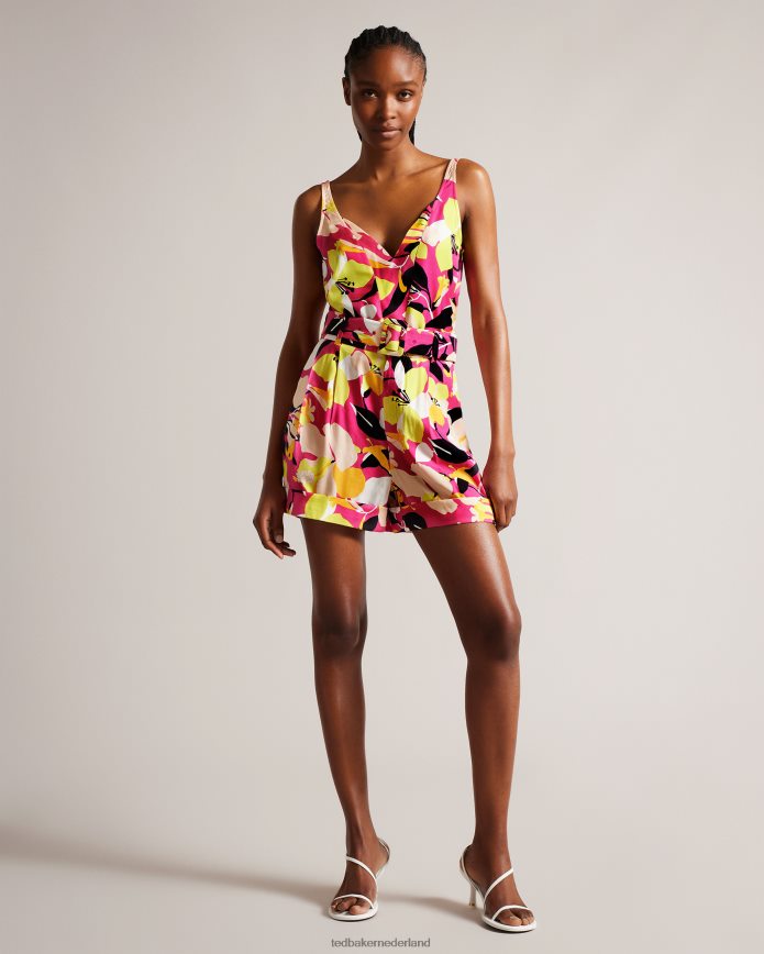 Ted Baker thaliah cami met abstracte print en dubbellaags effect fel roze kleding vrouwen 6R02N36