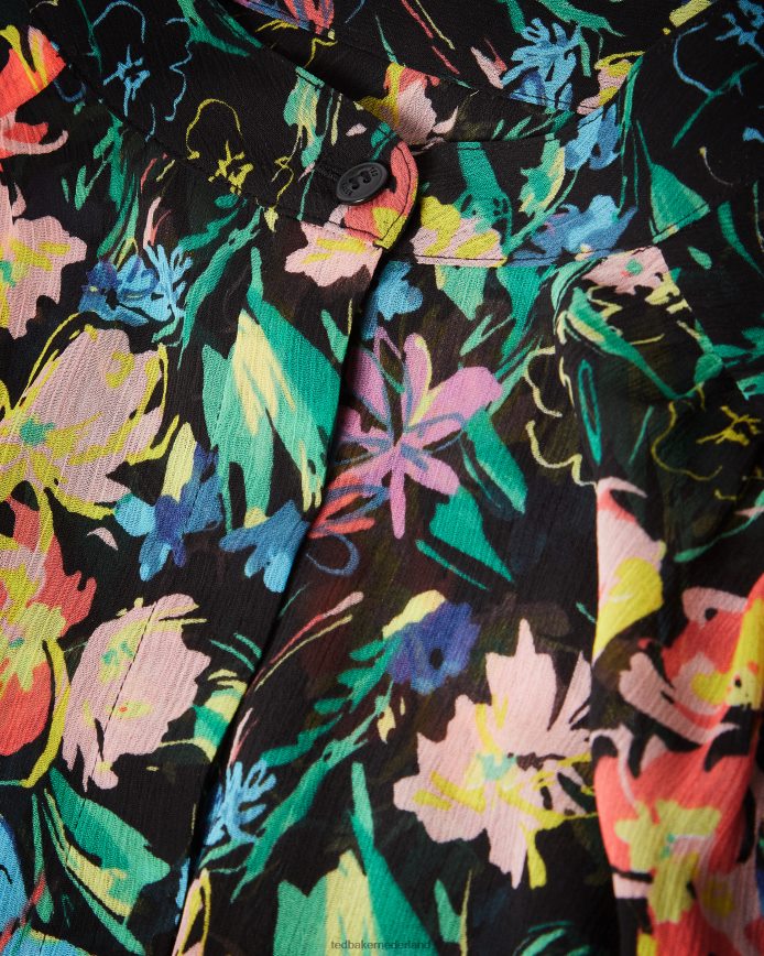 Ted Baker Carita blouse met ruches aan de mouwen zwart kleding vrouwen 6R02N599