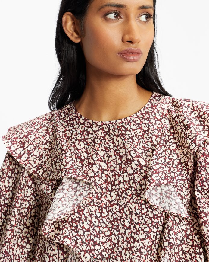 Ted Baker Sanjaa top met ruches en ballonmouwen donker paars kleding vrouwen 6R02N585