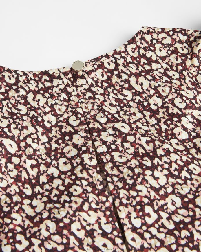 Ted Baker Sanjaa top met ruches en ballonmouwen donker paars kleding vrouwen 6R02N585