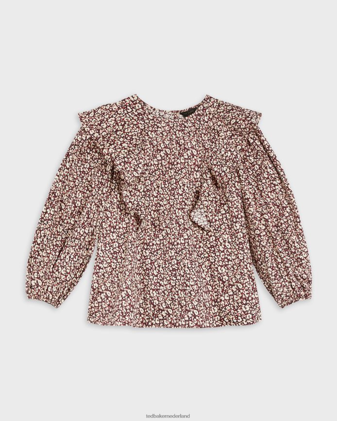 Ted Baker Sanjaa top met ruches en ballonmouwen donker paars kleding vrouwen 6R02N585