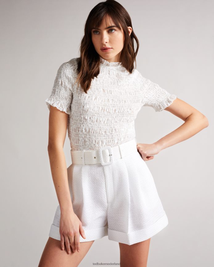Ted Baker Tora gesmokte top met korte mouwen wit kleding vrouwen 6R02N593