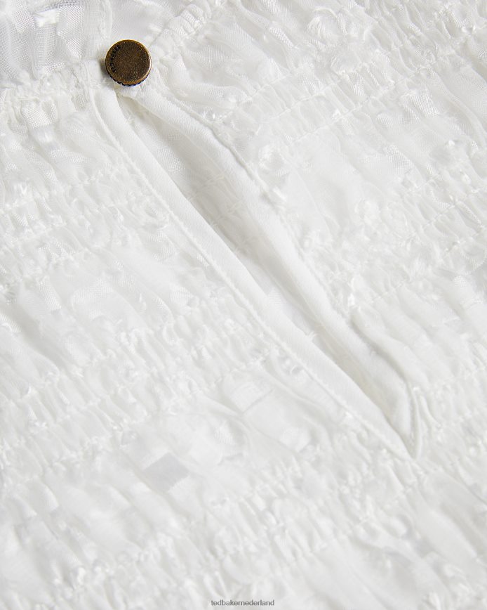 Ted Baker Tora gesmokte top met korte mouwen wit kleding vrouwen 6R02N593