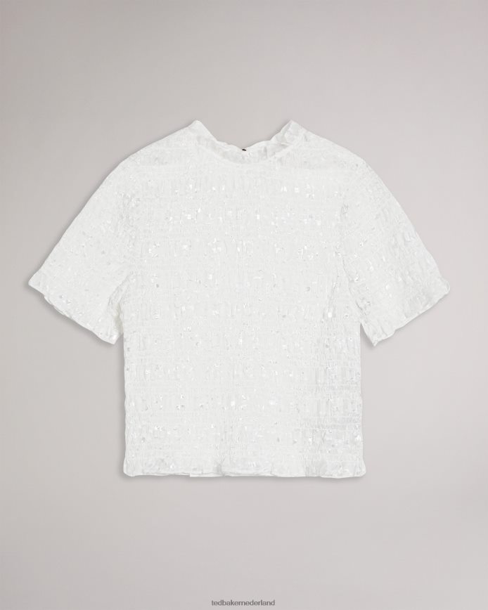 Ted Baker Tora gesmokte top met korte mouwen wit kleding vrouwen 6R02N593